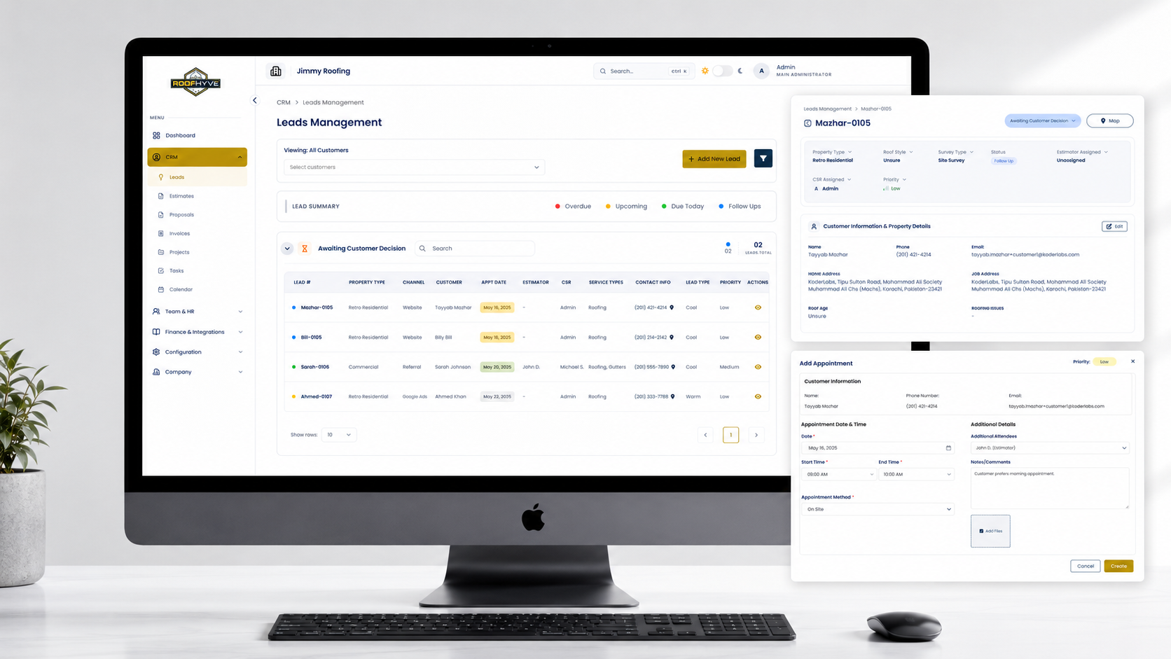 RoofHyve CRM lead management